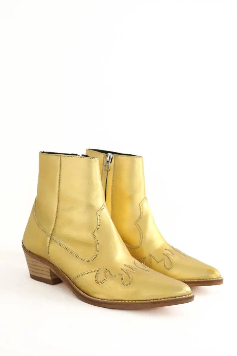 Boots western Valentine Gauthier Doré en Cuir