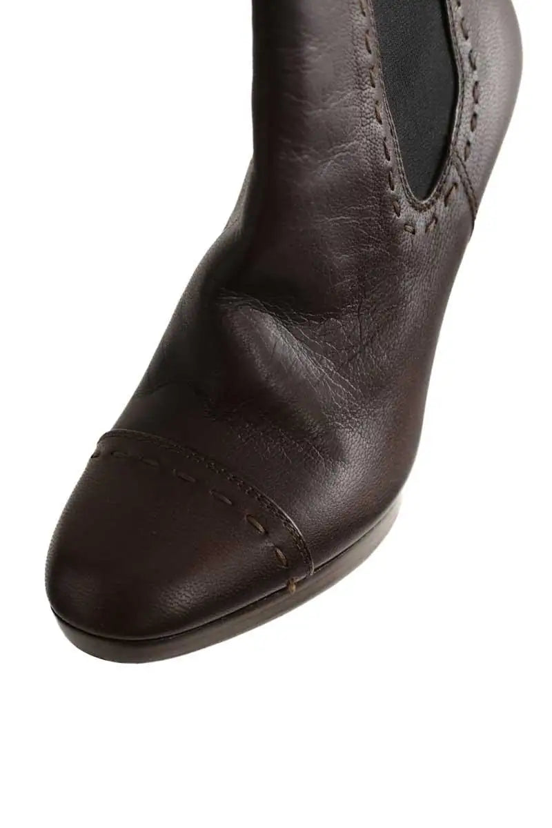 Boots Yves Saint Laurent Marron en Cuir