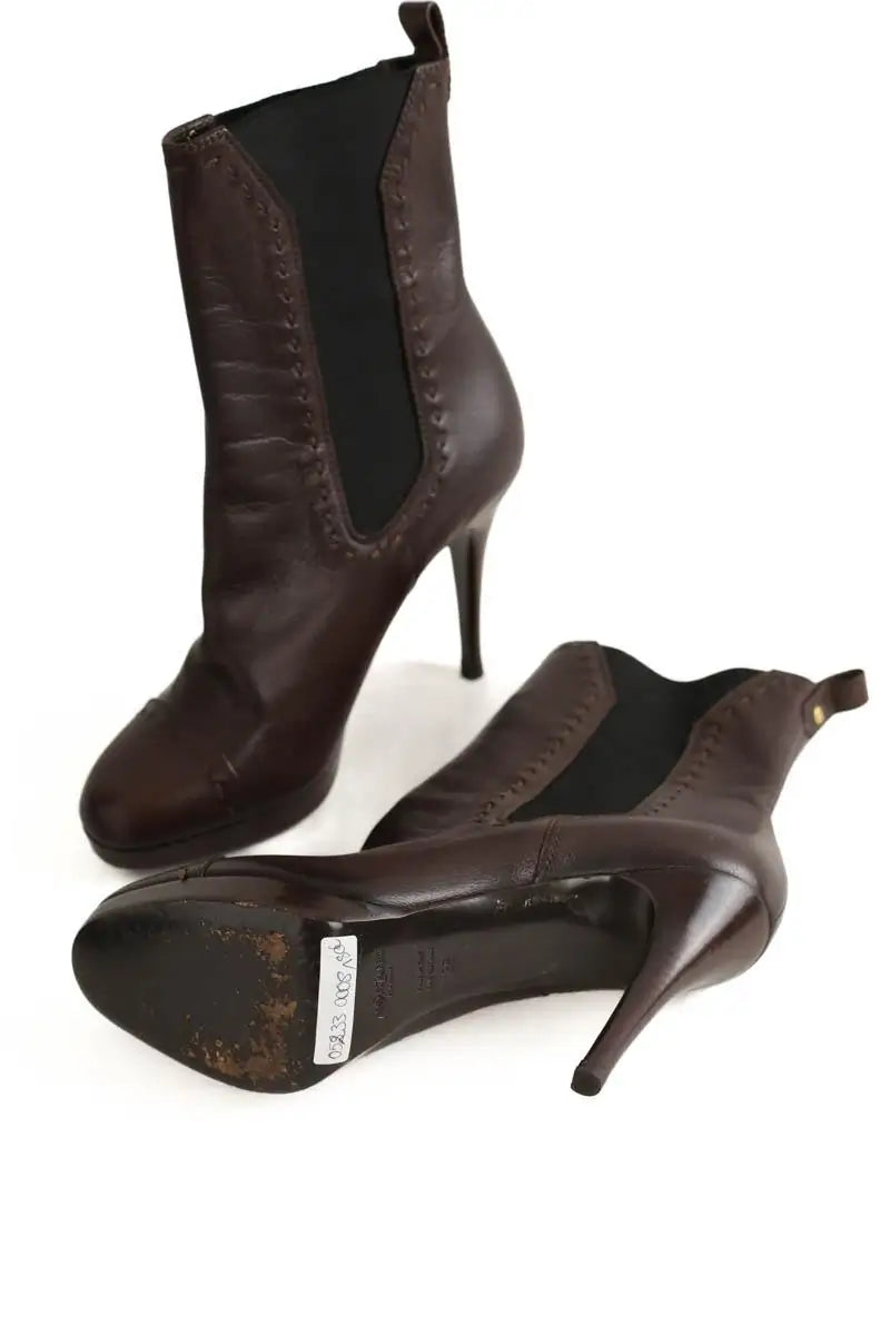 Boots Yves Saint Laurent Marron en Cuir