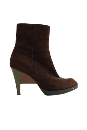 Boots Yves Saint Laurent Marron en Daim, taille 38 - Seconde Main