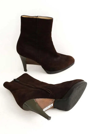 Boots Yves Saint Laurent Marron en Daim