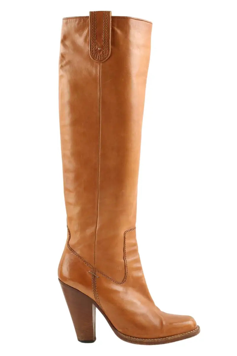 Bottes Barbara Bui Camel en Cuir, taille 38 - Seconde Main