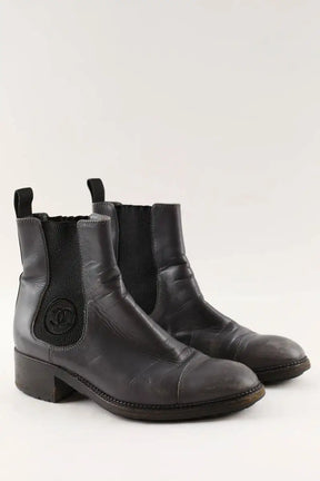 Bottes Chanel Gris en Cuir