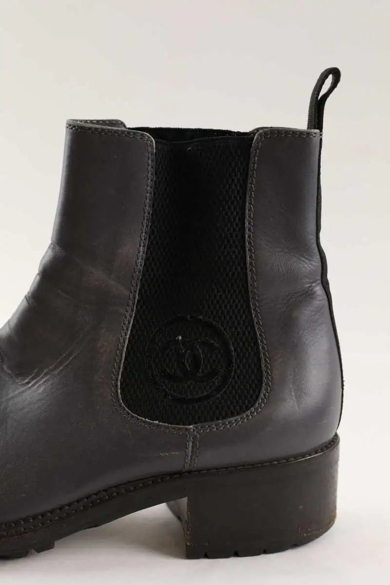Bottes Chanel Gris en Cuir