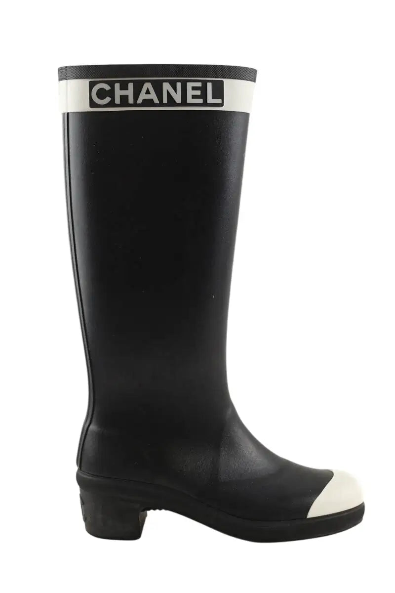 Bottes de pluie Chanel Noir en Tissu, taille 38 - Seconde Main