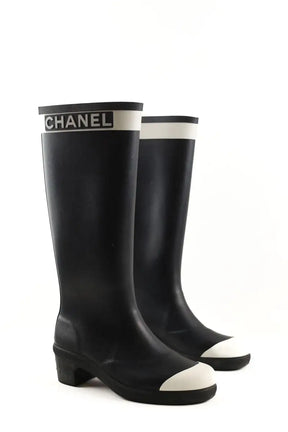 Bottes de pluie Chanel Noir en Tissu