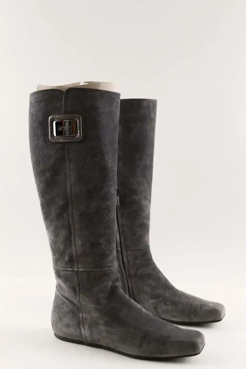 Bottes d'équitation Roger Vivier Gris en Daim