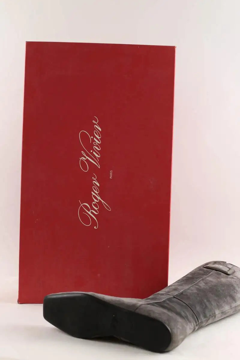 Bottes d'équitation Roger Vivier Gris en Daim