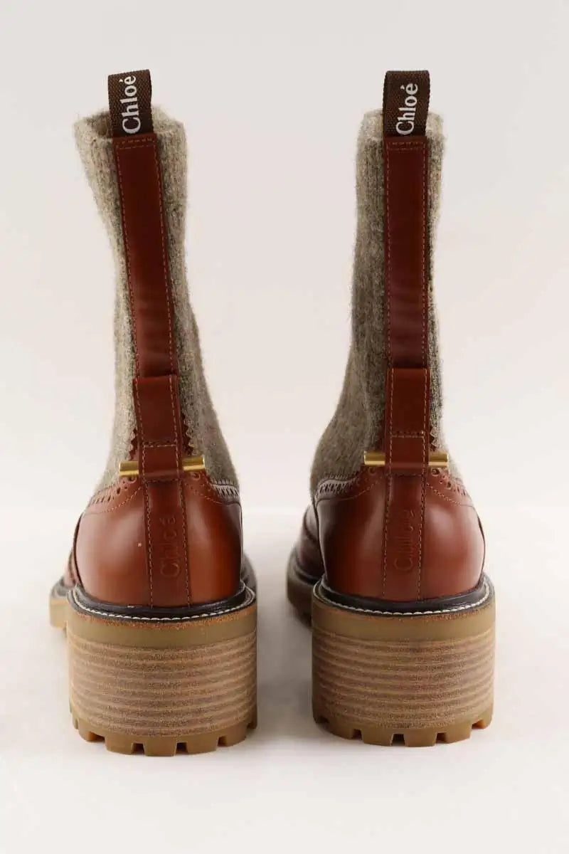 Bottes fourées Chloé Marron en Cuir