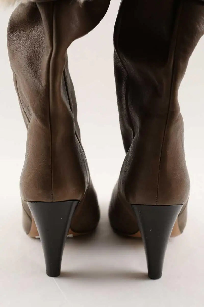 Bottes fourées Isabel Marant Marron en Cuir