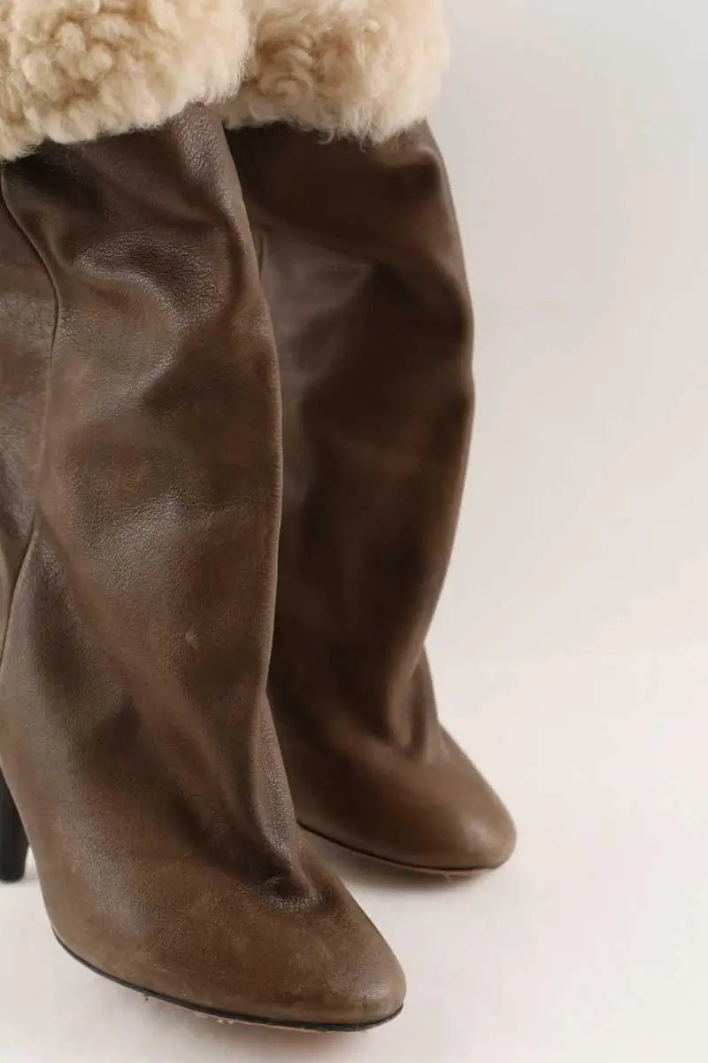 Bottes fourées Isabel Marant Marron en Cuir