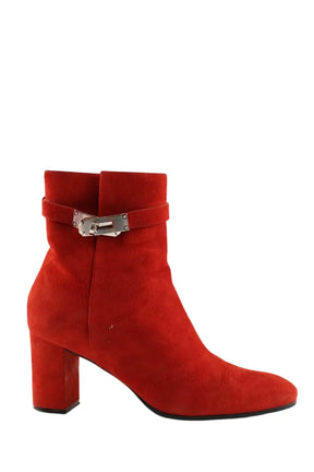 Bottes Hermès Rouge en Daim, taille 39 - Seconde Main