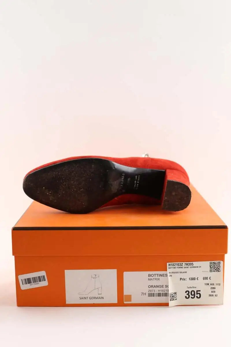 Bottes Hermès Rouge en Daim