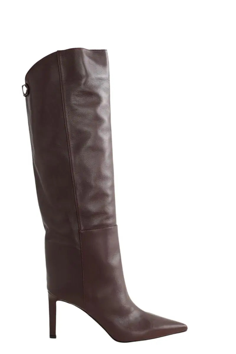 Bottes Jimmy Choo Alizze Knee boot 85 Bordeaux en Cuir, taille 40 - Seconde Main