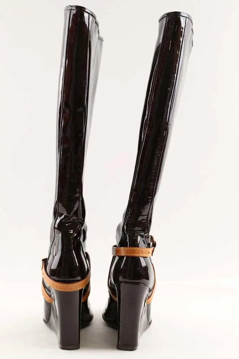 Bottes Louis Vuitton Marron en Cuir verni