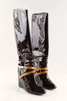 Bottes Louis Vuitton Marron en Cuir verni