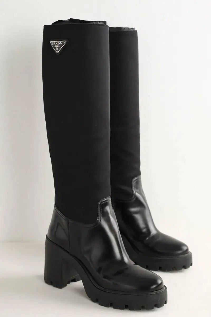 Bottes Prada Noir en Tissu