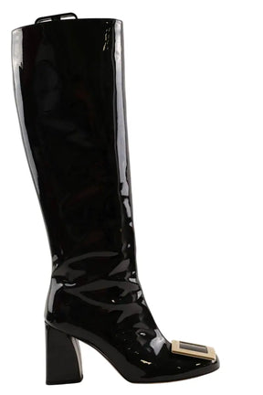 Bottes Roger Vivier Noir en Cuir verni, taille 37 - Seconde Main
