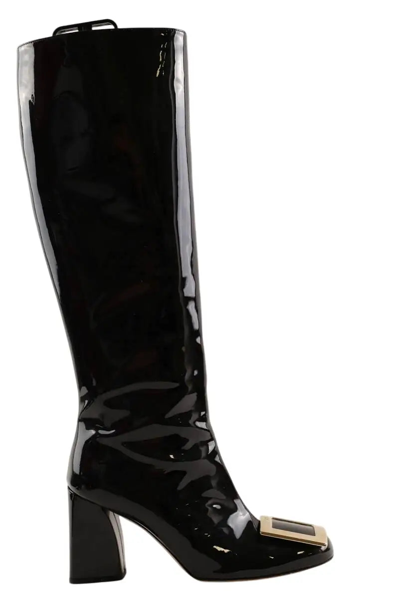 Bottes Roger Vivier Noir en Cuir verni, taille 37 - Seconde Main