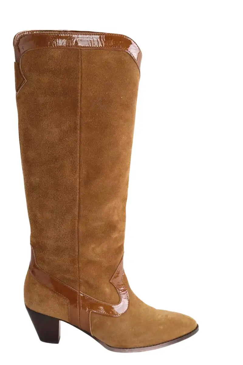 Bottes Socque Camel en Daim, taille 39 - Seconde Main