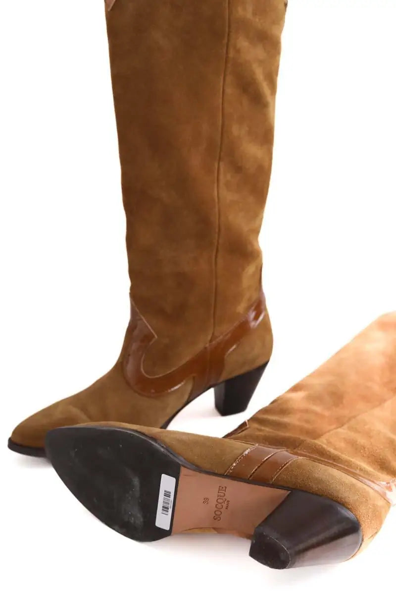 Bottes Socque Camel en Daim