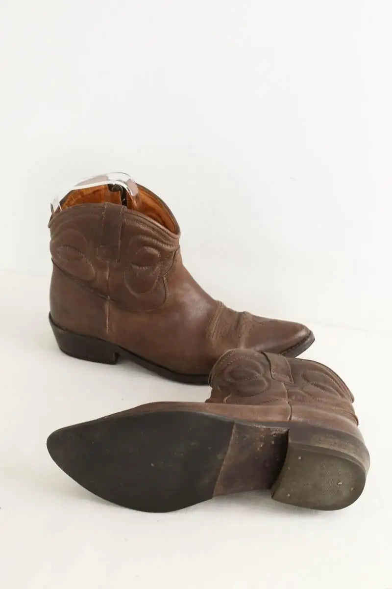 Bottes western Sandro Marron en Cuir