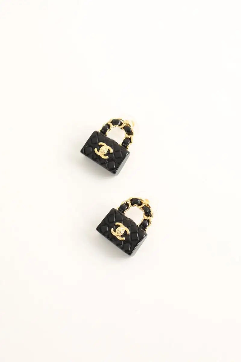 Boucles d'oreilles Chanel Noir en Acier