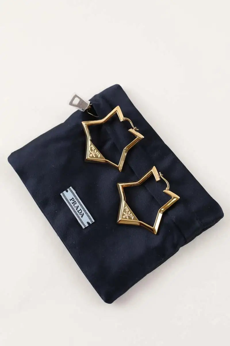 Boucles d'oreilles Prada Doré en Métal