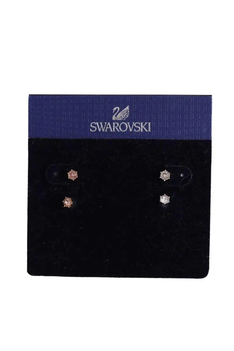 Boucles d'oreilles Swarovski Stud pink fashion Rose en Plaqué argent