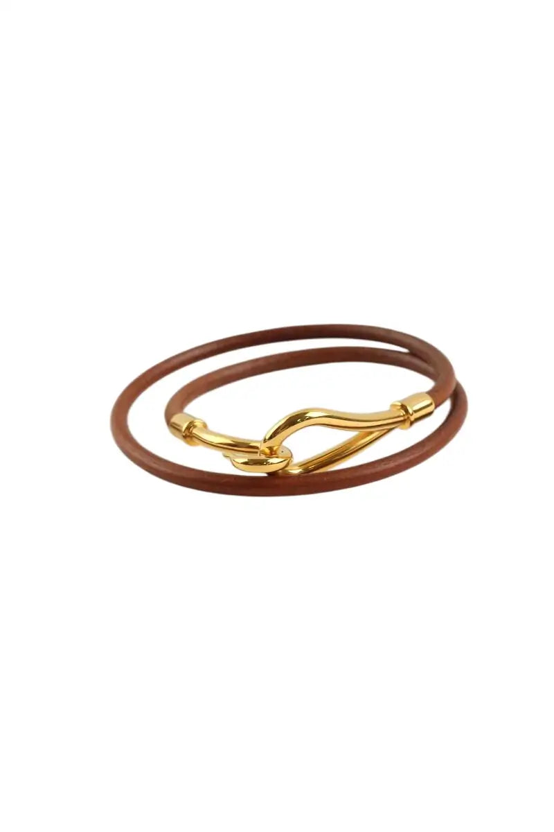 Bracelet Hermès Jumbo double tour Marron en Cuir - Seconde Main