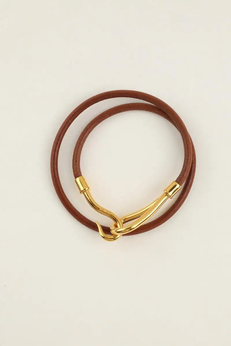 Bracelet Hermès Jumbo double tour Marron en Cuir