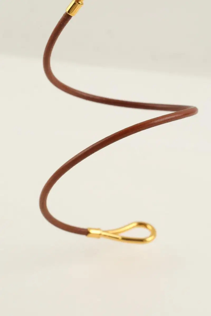 Bracelet Hermès Jumbo double tour Marron en Cuir
