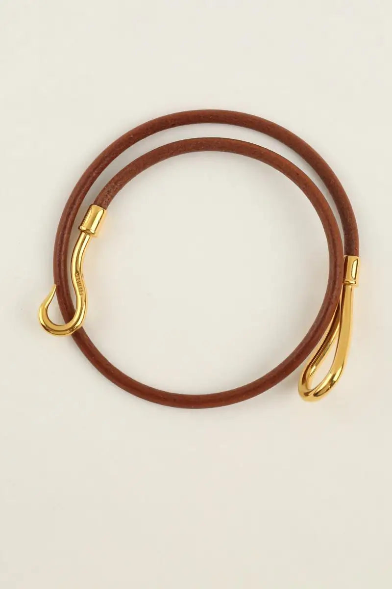 Bracelet Hermès Jumbo double tour Marron en Cuir