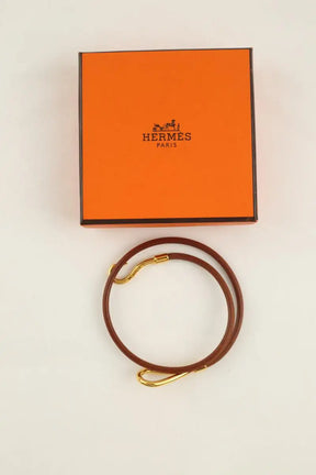 Bracelet Hermès Jumbo double tour Marron en Cuir