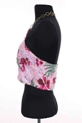 Top sans manche Maje Rose en Paillettes