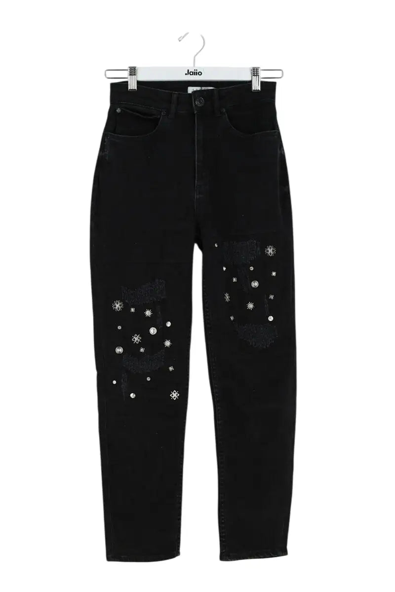 Jean droit Sandro Noir en Coton, taille XS - Seconde Main