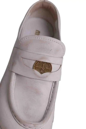Mocassins Miu Miu Blanc sale Blanc en Cuir