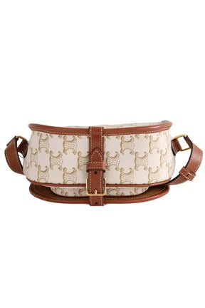 Sac à bandoulière Celine Folco toile triomphe Ecru en Cuir