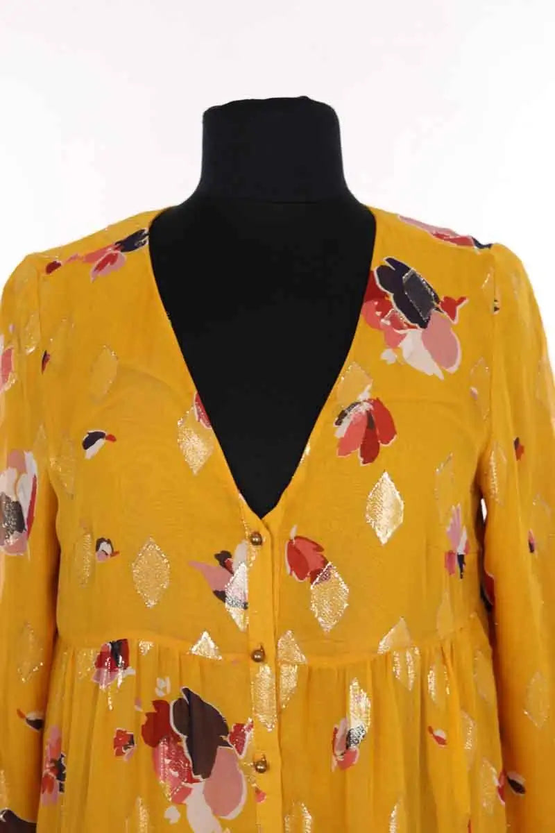 Robe Sézane Jaune en Soie