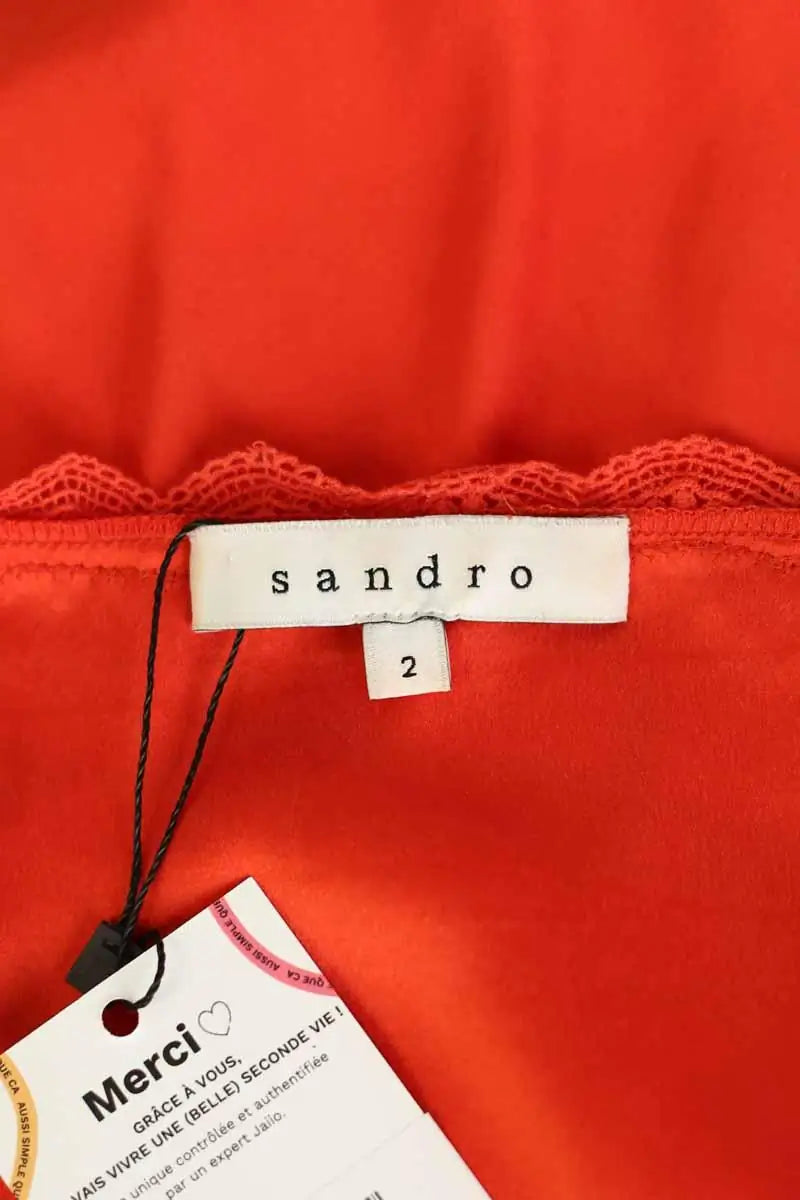 Top sans manche Sandro Rouge en Soie