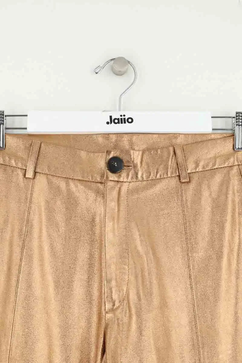 Pantalon droit Forte_Forte Doré en Cuir