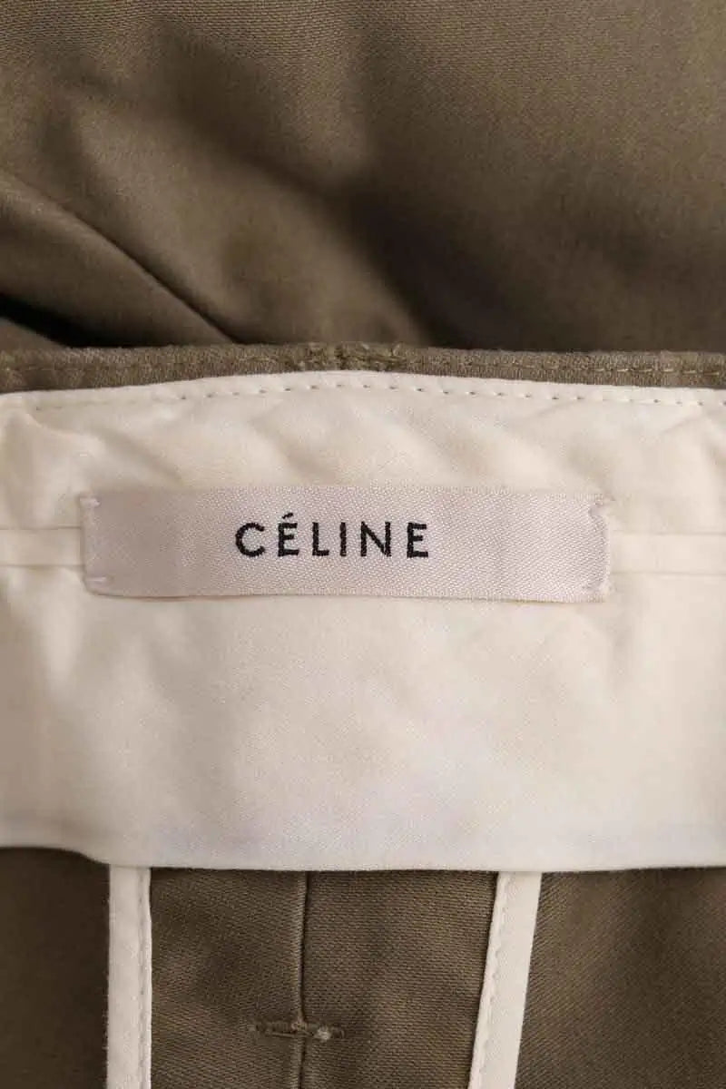 Pantalon droit Celine Kaki en Coton