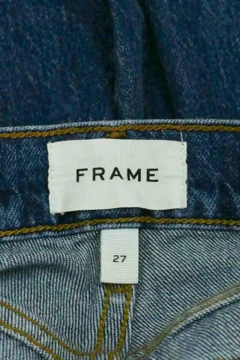 Jean droit Frame Le High Straight Bleu en Coton - élasthanne