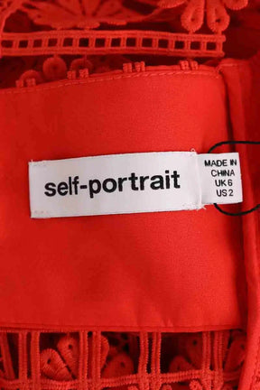 Robe Self-Portrait Rouge en Coton