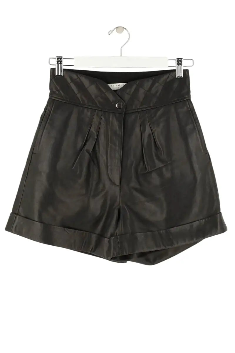 Bermuda Sandro Noir en Cuir, taille S - Seconde Main