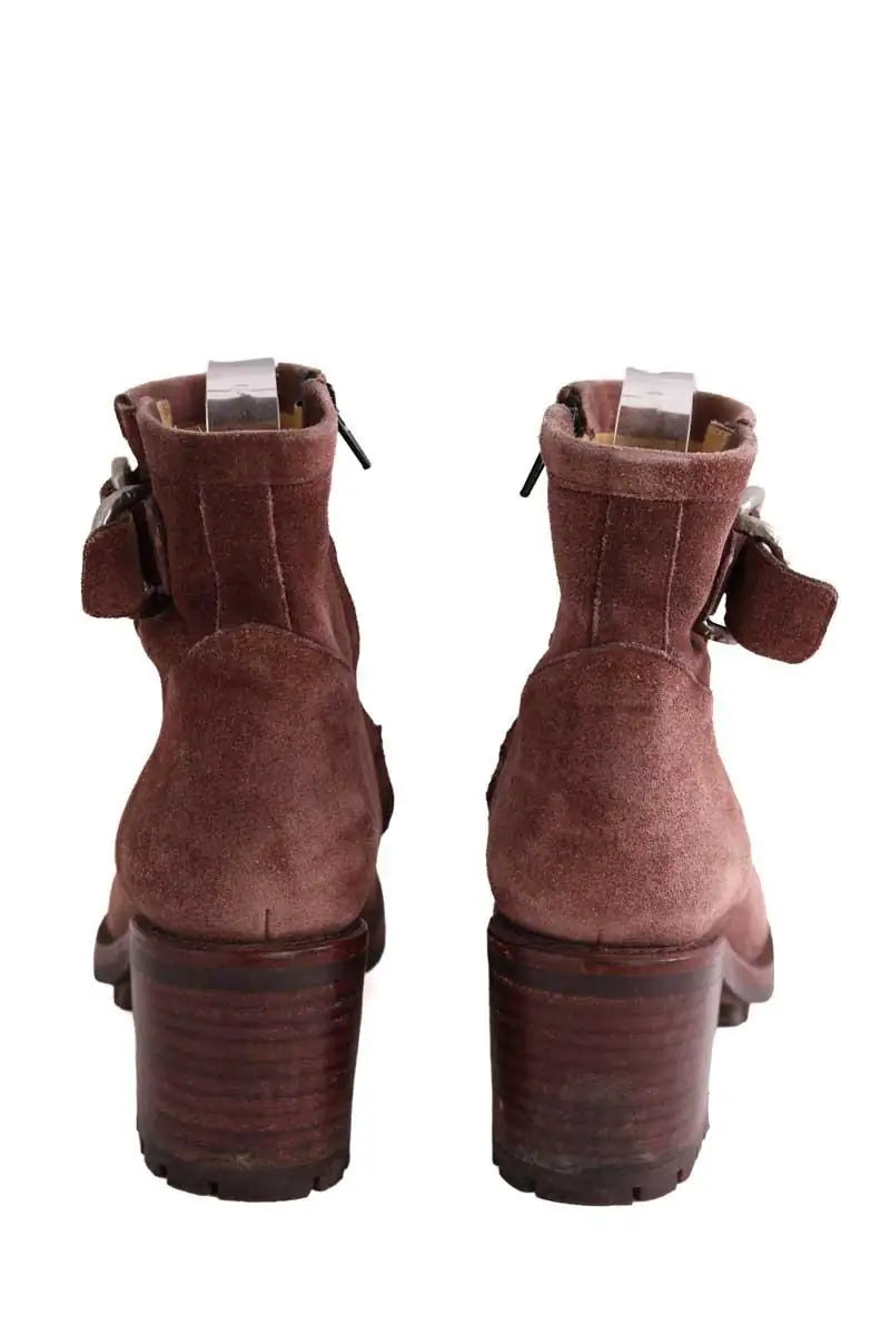 Boots à boucles Free Lance Bordeaux en Daim