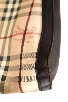 Cabas Burberry Burberry Haymarket check buckle drawstring tote Marron en Cuir