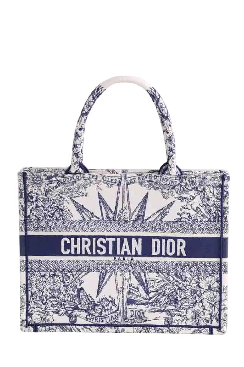 Cabas Dior Book tote medium Bleu en Tissu - Seconde Main