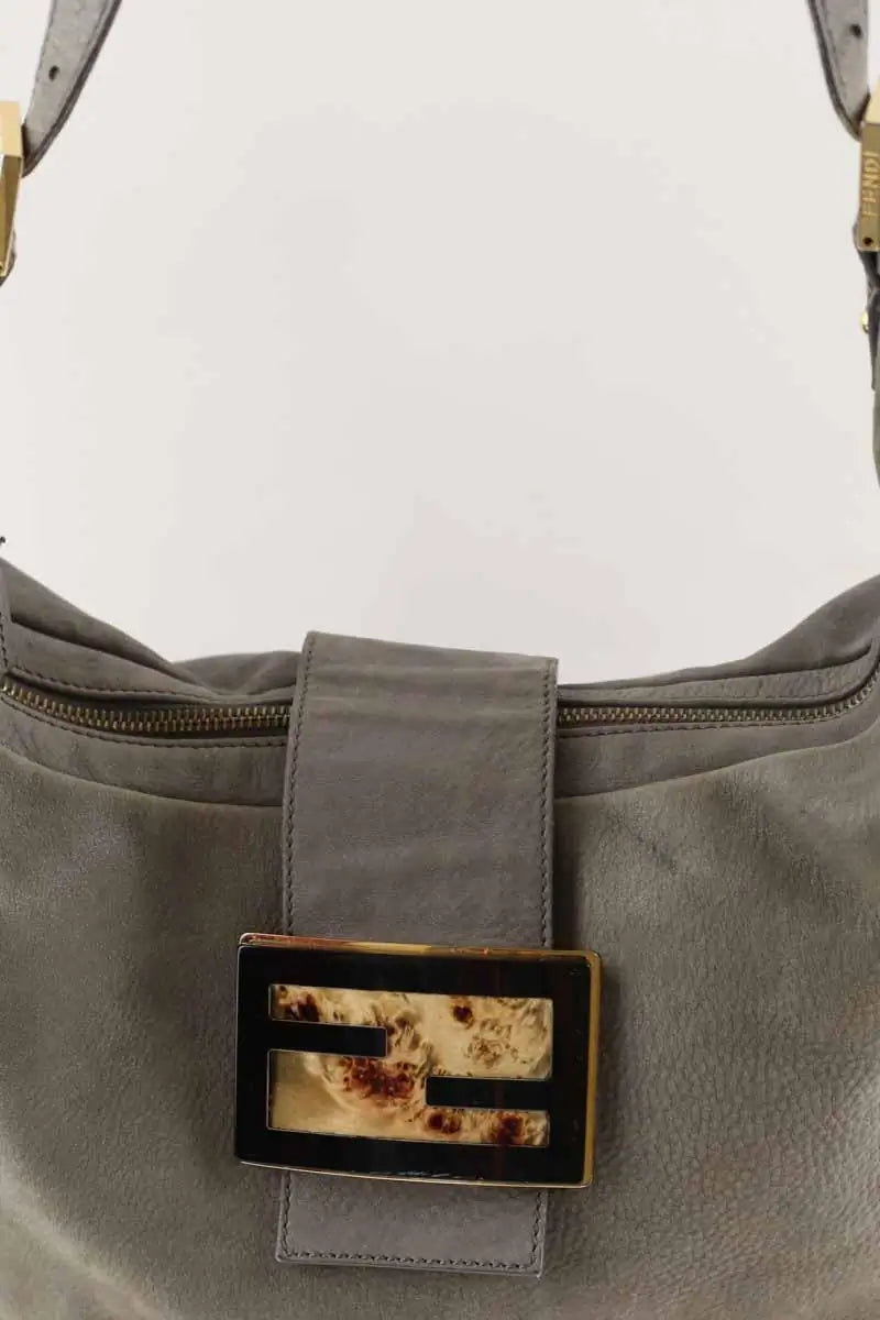 Cabas Fendi Mama Forever Hobo Gris en Cuir