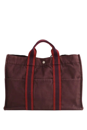 Cabas Hermès Canvas Bordeaux en Tissu - Seconde Main